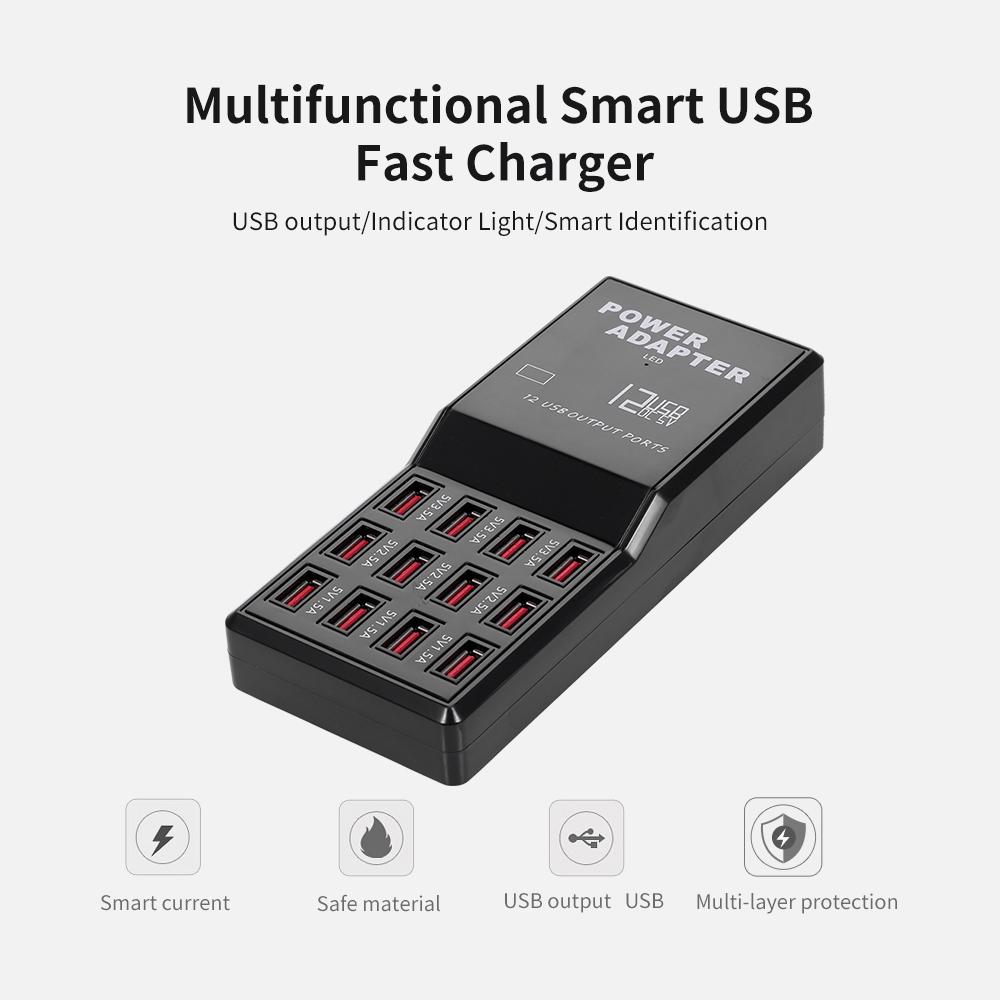 Smart Charging Station with 12 Ports USB Charging Dock USB  r of   Compatibility Charging Station for Family and   Use