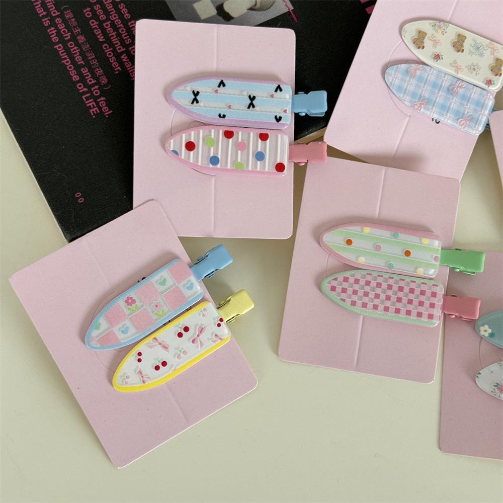 Set of 2 Cute Floral and Polka Dot Duckbill Hair Clips