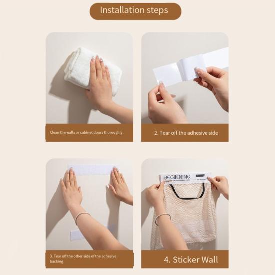 1/2Pcs Wall Garbage Mount Mesh Bag Adhesive Plastic Bag Organizer Holder