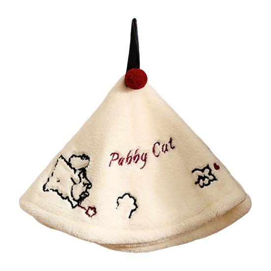 

Hand Towel with Hangable Lanyard Coral Velvet Quick Drying Water Absorption Soft Skin-Friendly Cute Cat Dog Embroidery Durable Kitchen Bathroom Use A