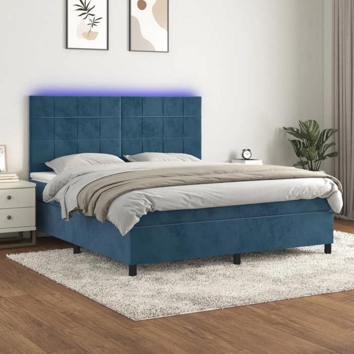 VidaXL Sommier à Lattes de Lit avec Matelas et LED, Lit Rembourré, Lit Double, Lit Adulte de Chambre à Coucher Intérieur, 3136141