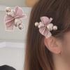 Women Hairpin Heart Shape Imitation Pearls Bowknot Decor Hair Clip Side Bang Hair Pin Hair Styling Tool Hair Accessories