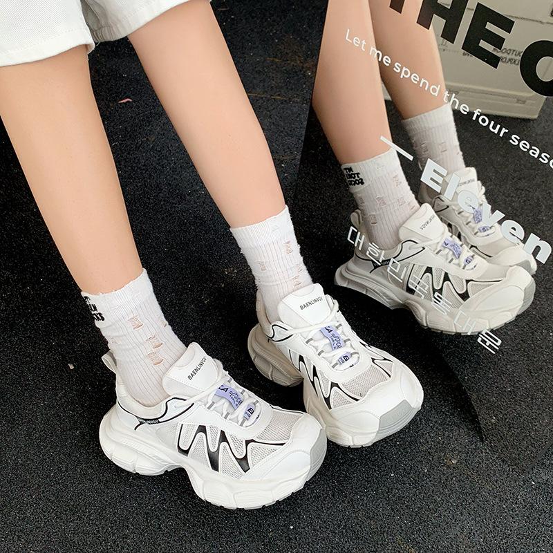 New soft leather women's shoes sports and leisure shoes fashion versatile comfortable breathable mesh splicing flat bottom