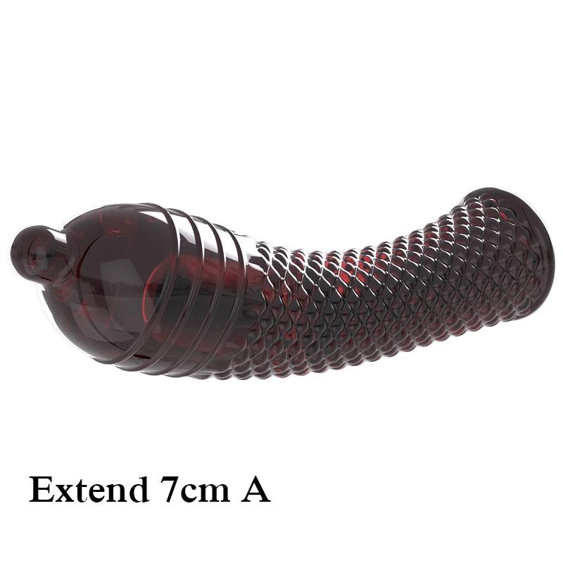 Penishülle in S/L-Größe, verlängert 5/7 cm, wiederverwendbares Kondom, verzögerte Ejakulation, Penisvergrößerung, Sexspielzeug für Männer und Paare