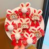 Bunny Plush Rabbit Hairpin Tassel Chinese New Year Headwear Sweet Bow Hair Clip  Children