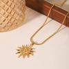 Stainless Steel Sun Pendant Necklace Gold Color Sweater Chain Stainless Steel Necklace  Daily Wear
