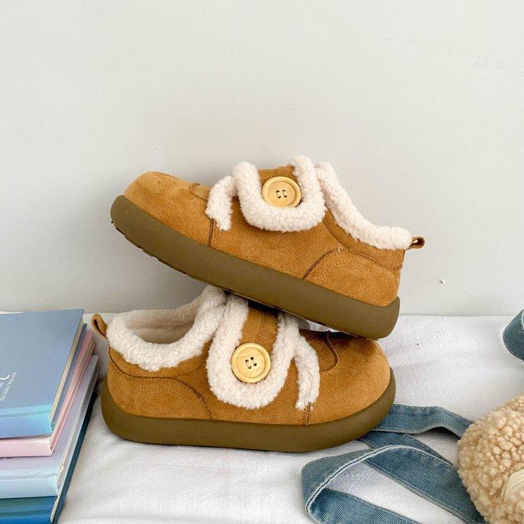 Velcro bread cotton shoes to keep warm in winter, new velvet board shoes, round head snow boots.
