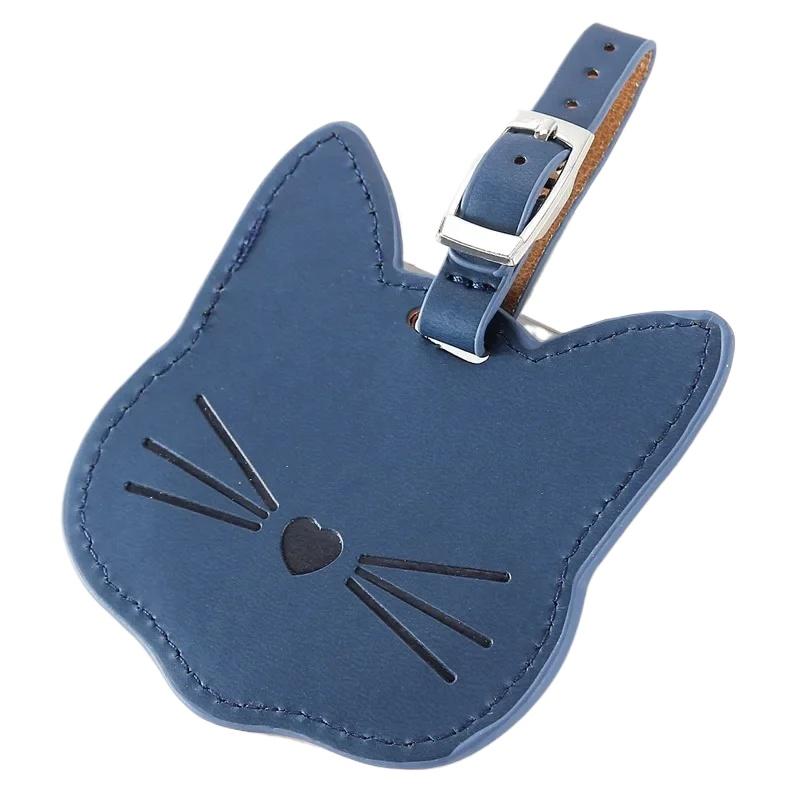 1Pc Cute Cartoon Cat Cute Luggage Tag Women Men PU Leather Suitcase Tag ID Address Label Baggage Boarding Tag Luggage Tags
