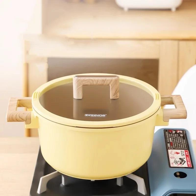 DONNOR Non Stick Pan Thickened Double Ear Stock Pot Large Capacity Household Cooking Pot Stewing Pot kitchen Universal Soup Pot