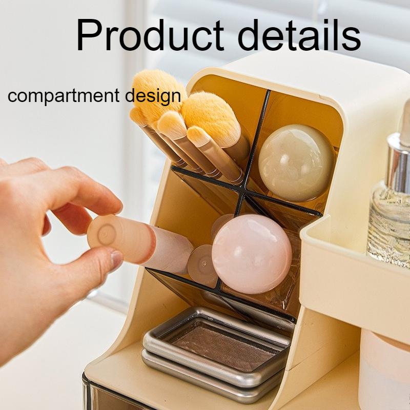 Drawer-Type Cosmetic Organizer Dustproof Design Large Capacity Dormitory Storage Box for Vanity Table Skincare Beauty Products