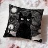 Cute Black Cat Cushion Cover Premium Comfort Reversible Pillow Cove -Two In One Design for Any Room & Car Interior