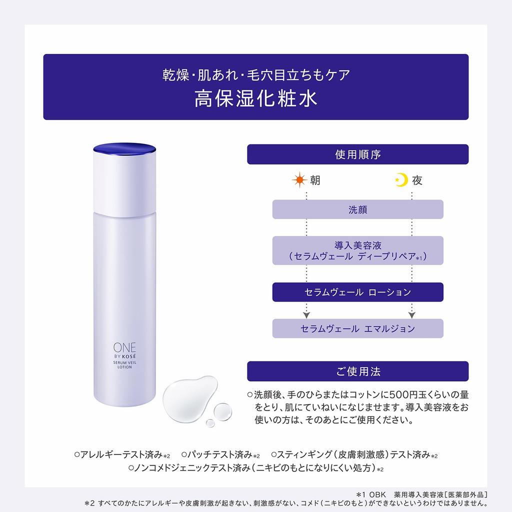 ONE BY KOSE Serum Veil Hydratační Rice Power 07 Pleťová voda, 180 ml, Tonikum, Ne.