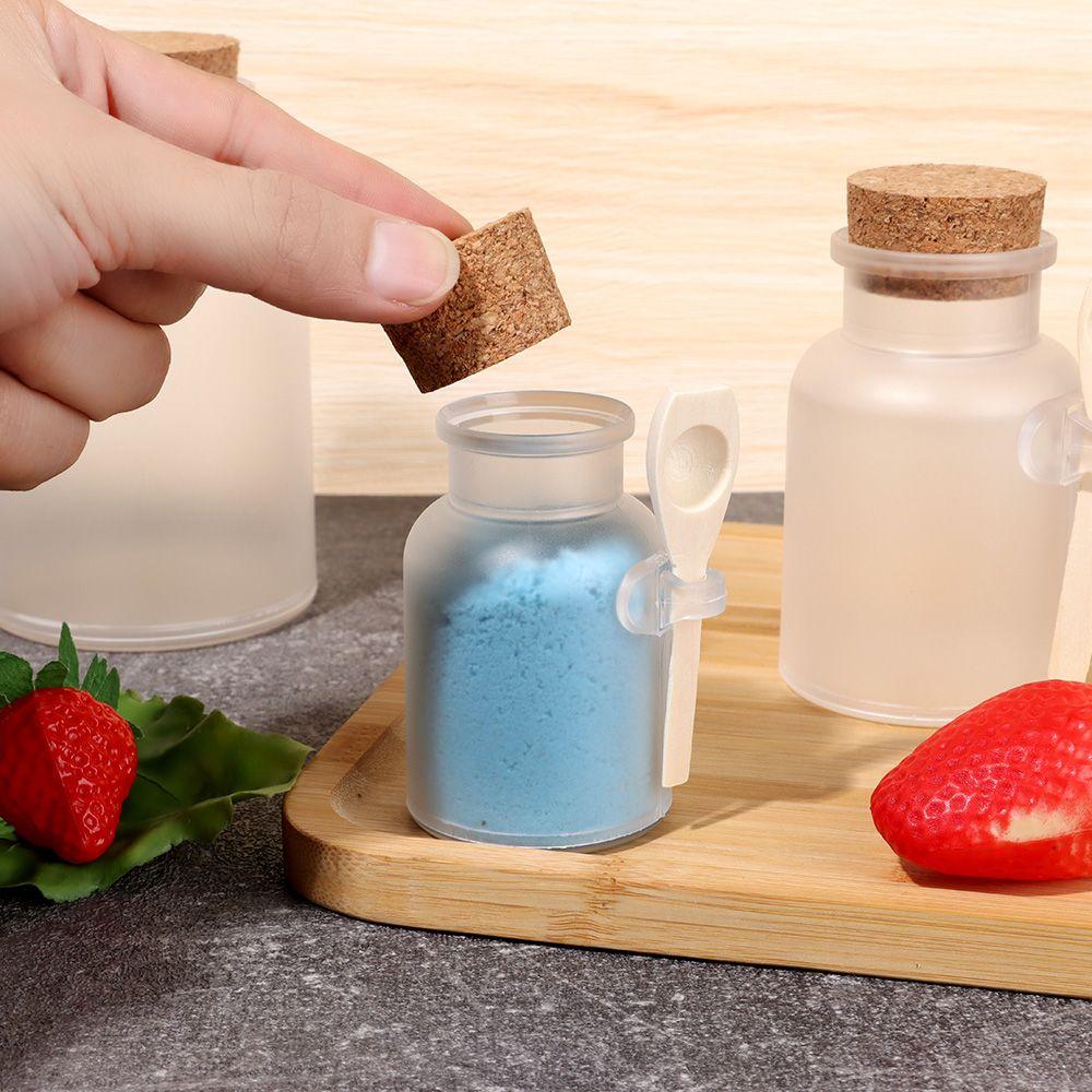 100-500g Portable Wooden Spoon Refillable Cork Stopper Bottle Multifunction Storage Container Frosted Seal Jar Bath Salt Bottle
