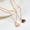 Titanium Steel Rose Gold Collarbone Chain Black And White Shell Crown Pendant Necklace Female Niche Versatile