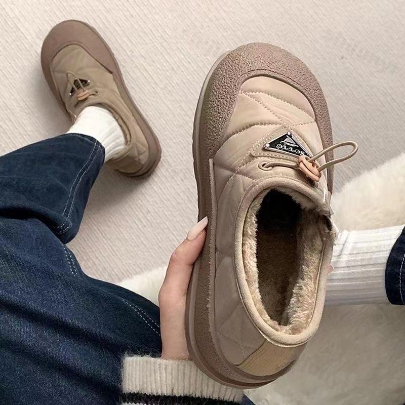 Women's Cotton Shoes Autumn Winter New Lightweight Comfortable Soft Sole Casual Shoes Non Slip Thicken Plush Vintage Warm Shoes