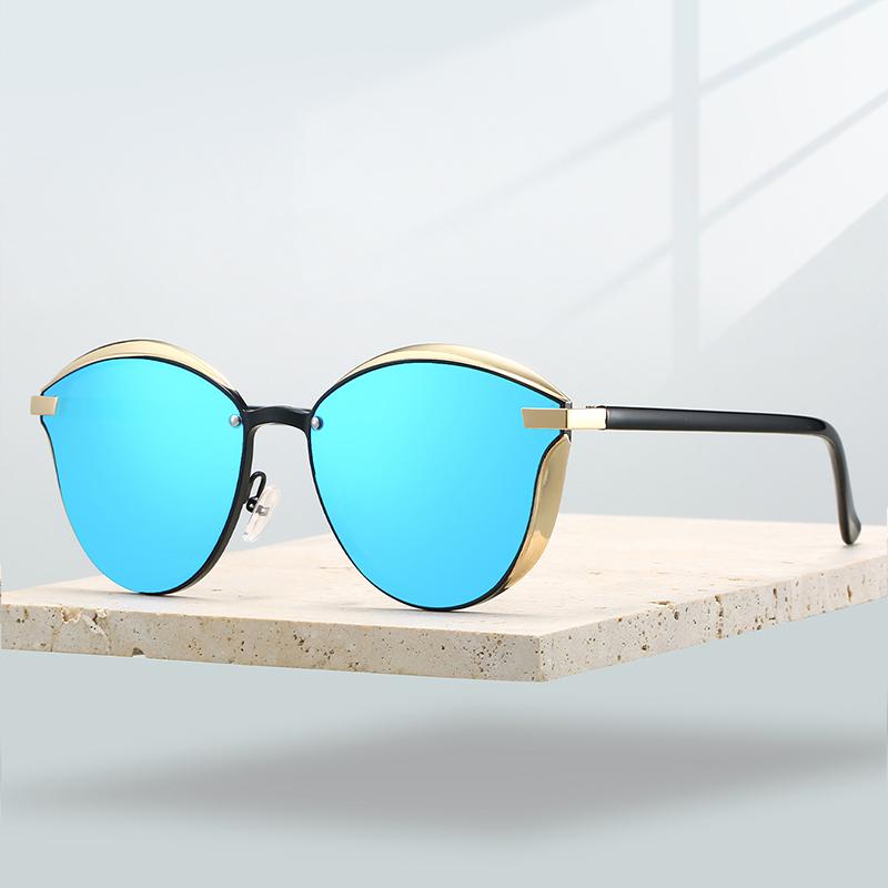 Fashion Ins Brand Design Shades Women's Retro Metal Rim Driving Anti UV Sunglasses Trendy Mirror Irregular Sun Glasses