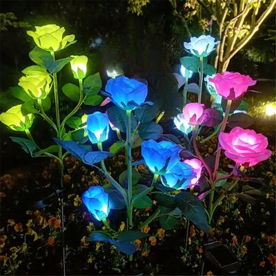 5-Kopf Solarleuchten Außen Dekorativ Solar Gartenleuchten Rose Blume Rasenlampe für Hof Terrasse Garten Dekoration 800mAh