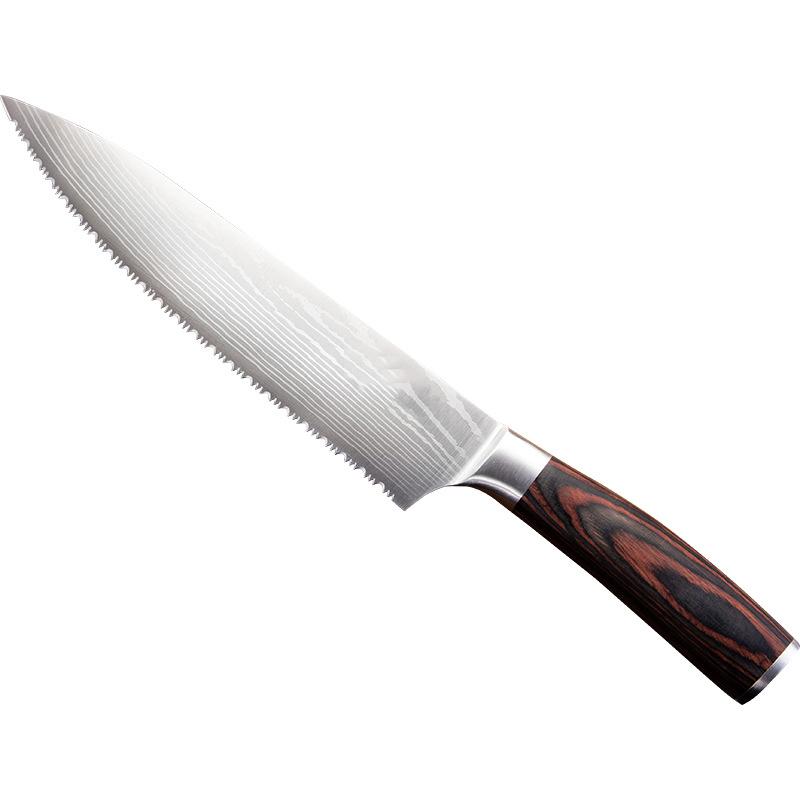 Stainless Steel Chef Knife Meat Cleaver Kitchen Knives Cooking Tools Serrated Frozen Meat Knife