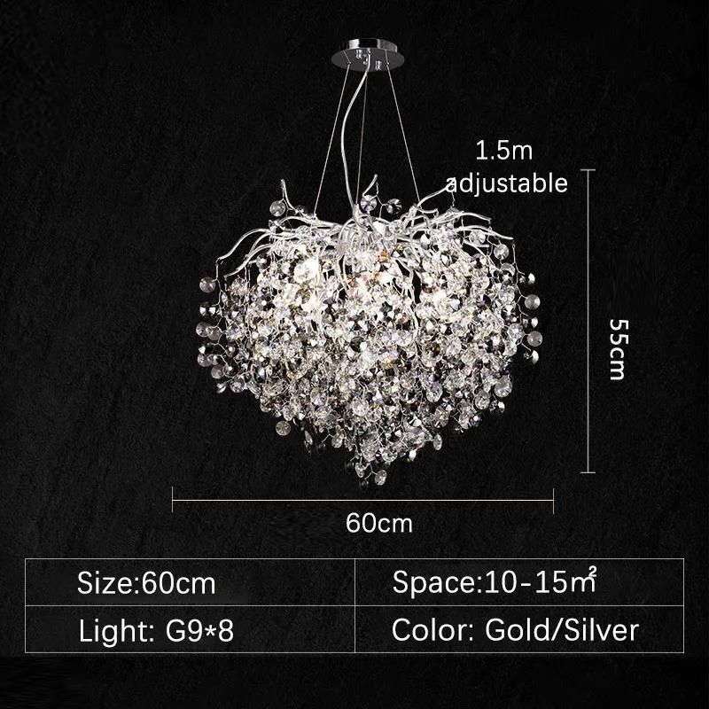 Minimalist LED Ceiling Chandelier Luxury Interior Decor Crystal Pendant Lamp for Living Dining Room Gold Silver Lighting Fixture