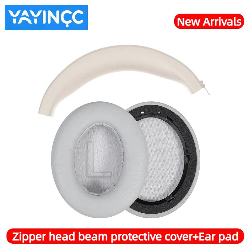 YAYINCC Replacement Earpads Mesh/ Ice Gel / Leather Ear Cushion With Buckle for Anker Soundcore Life Q20 Q20+ Q20I Q20BT Headset