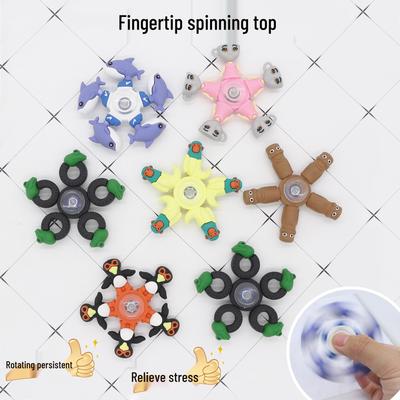 Five-Bead Fidget Spinner with Soft Rubber & Wooden Stick - Mythical Creatures Stress Relief Toy