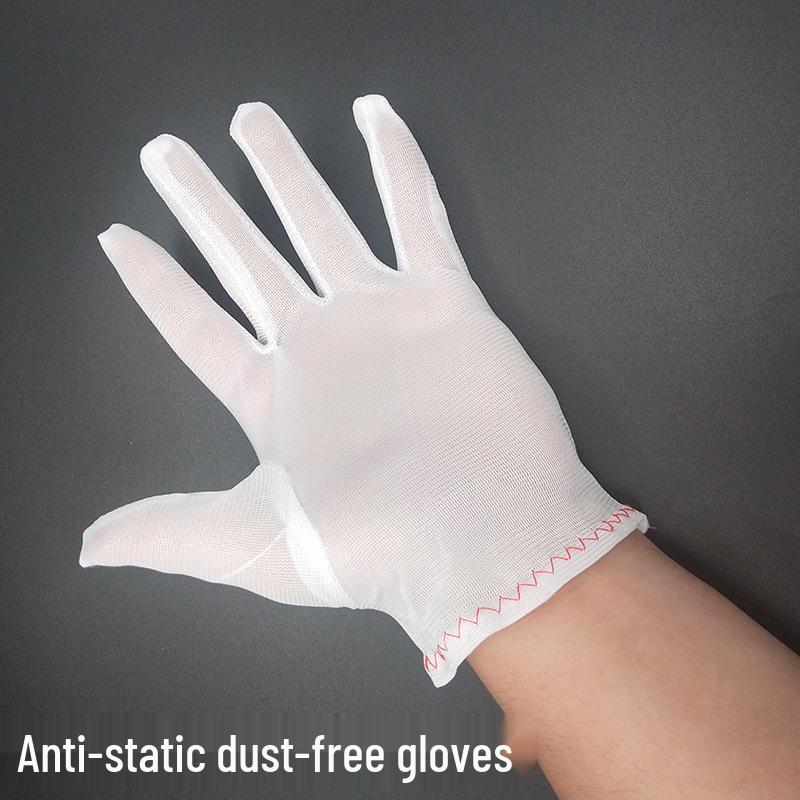 100 Pairs Anti-static Breathable Double-sided Stripe Protective Gloves for Cleanroom