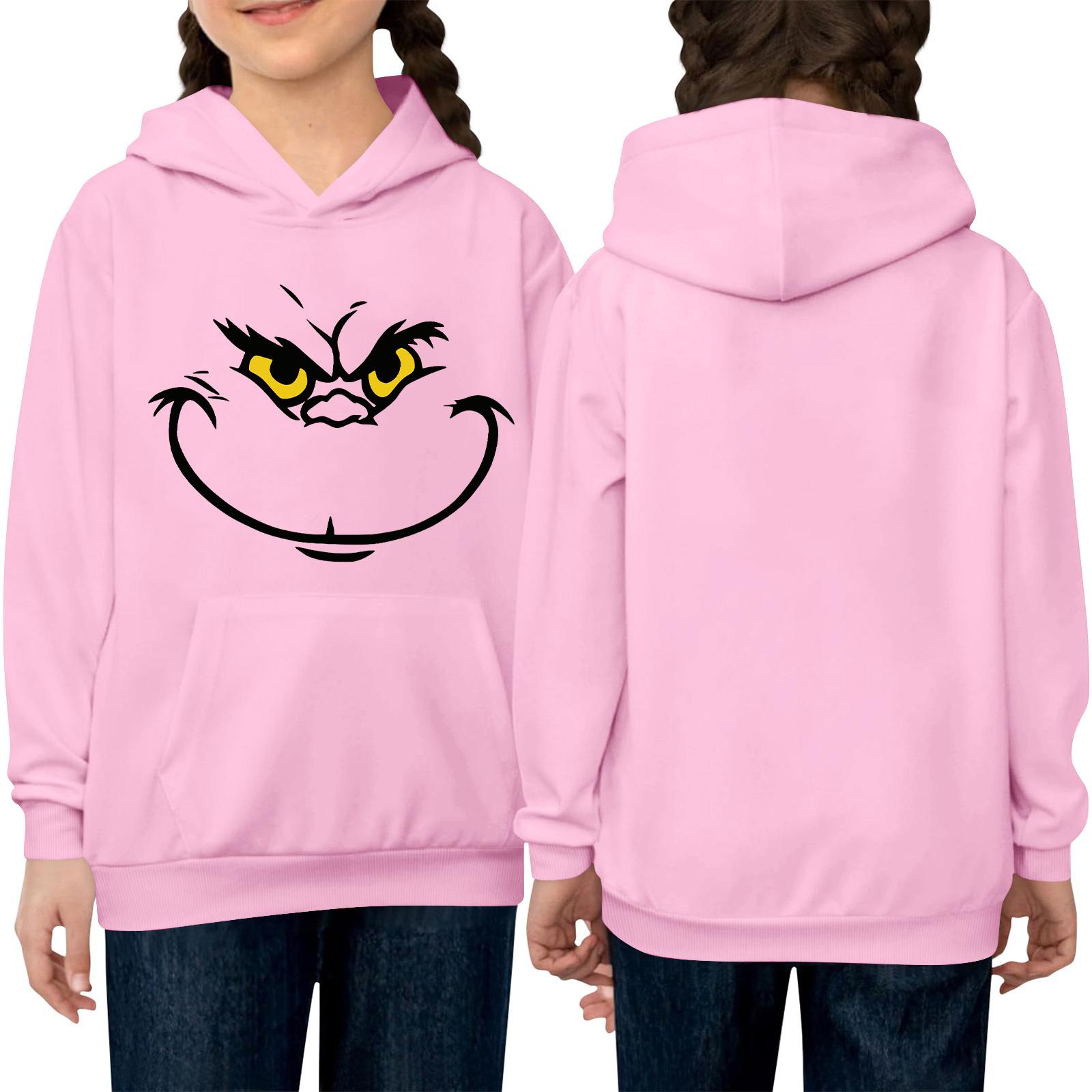 

Children s Long-sleeved Loose-fitting Pullover Hoodie With Drawstring And Solid Color 150