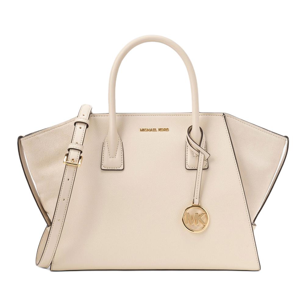 

Michael Kors Avril Logo Charm Shoulder Crossbody Leather Tote Bag Large Women Handbags Off-White 35F4G4VS3L-2171 Basic Set (Bag+Dust Bag)