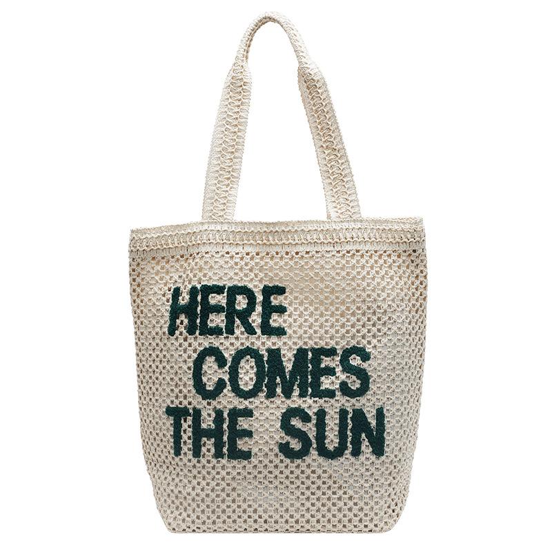 Large Capacity Tote Straw Bag New Summer Fashion Shoulder Straw Bag Woven Bag Women's Seaside Vacation Beach Bag