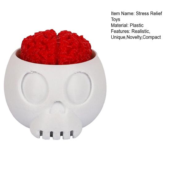 Stress Relief Toys 3D Printed Skull Brain Keychain Fidget Toy with Crisp Pressing Sound Portable Pendant for Backpack Bag Keys Unique Gift for Teens