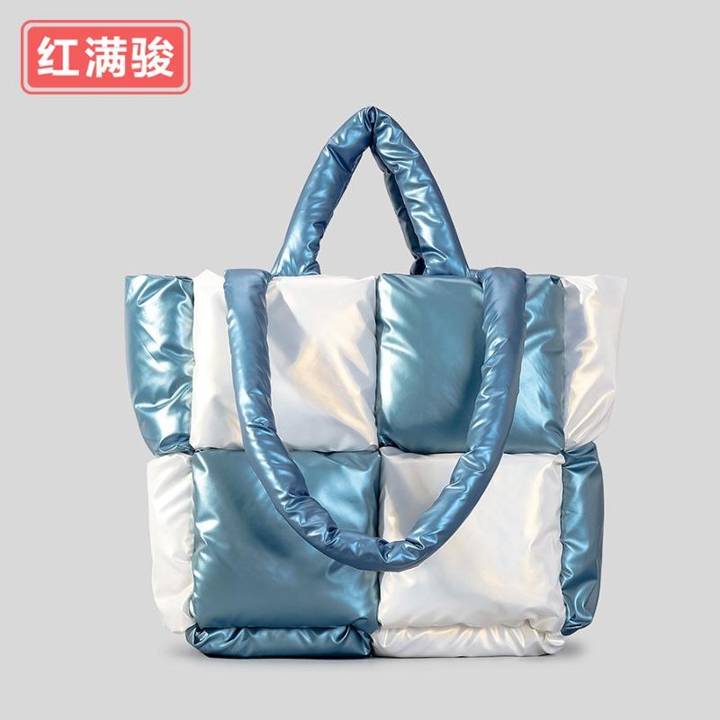Down bag cotton clothes women's bag simple space bag solid color soft square filled shoulder handbag new