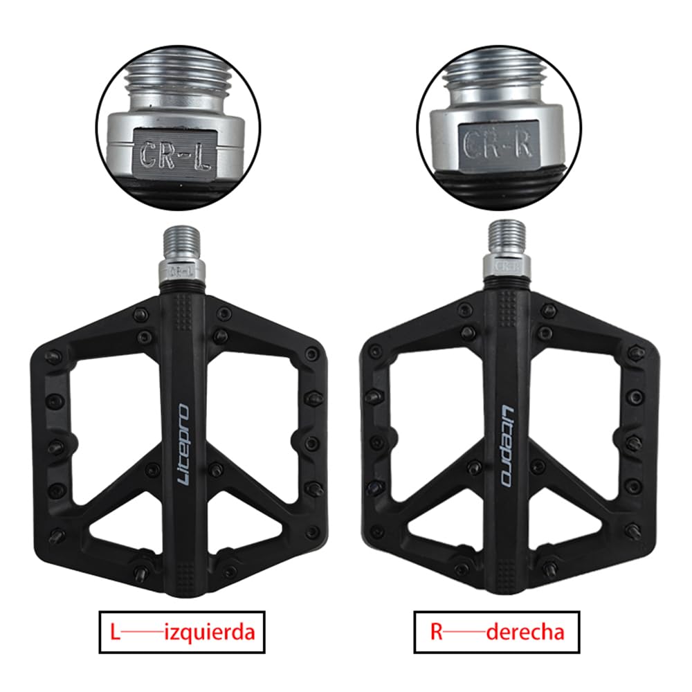 Nylon fiber bicycle pedals with sealed large surface for road mountain and BMX left and right set bearings, area, non-slip, bikes, bikes, (9/16"),