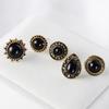 European and American Retro Gemstone Water Drop Stud Earrings Set - 5 Pairs