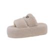 Thick bottom height increase small fluffy slippers women wear 2025 new autumn and winter Internet celebrity super fire fluffy cotton slippers