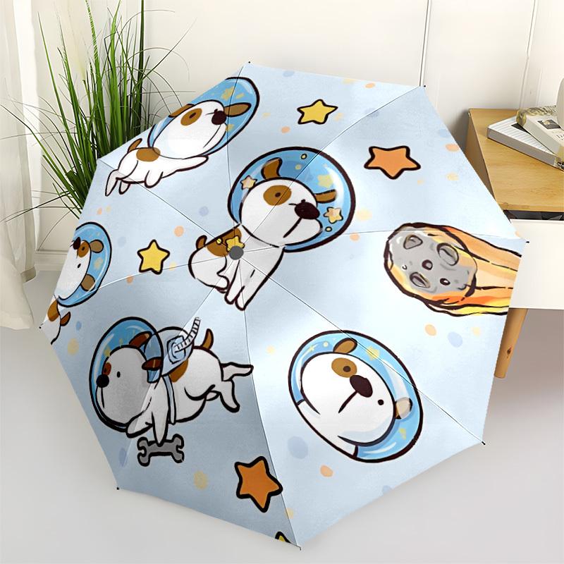1pc Space Dogs Fashionable Automatic Opening/Closing Folding Umbrella with 8 Bones, Windproof Portable, Daily Use056