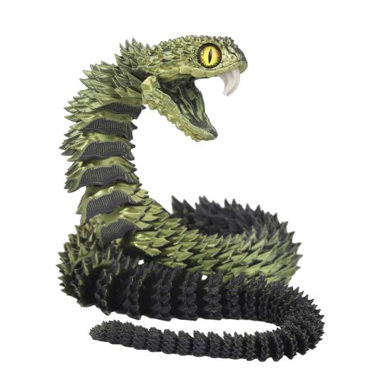 3D Printed Snake Articulated Toy, Flexible Jointed Serpent Figurine, Realistic Fidget Stress Reliever for Adults, Office Desk Decor Gift