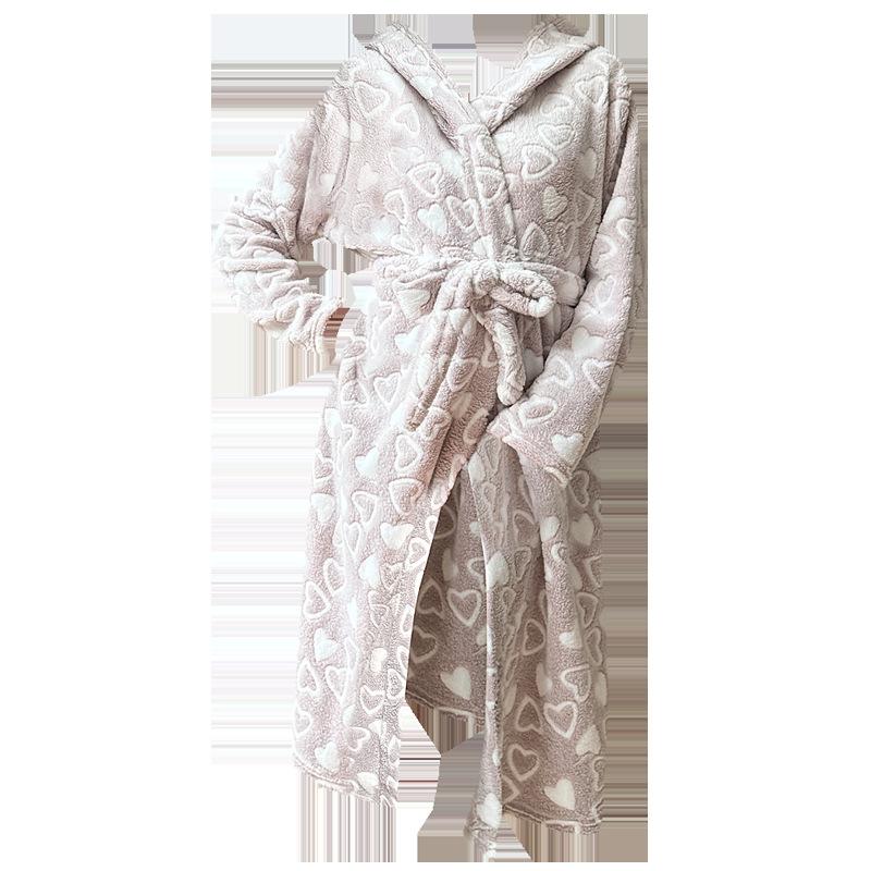New winter thickened velvet flannel couple bathrobe extended women's nightgown loungewear