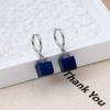 Turquoise Lapis Lazuli Earrings New Retro Bohemian Temperament Light Luxury Geometric Sugar Cube High-end Ear Buckle Women