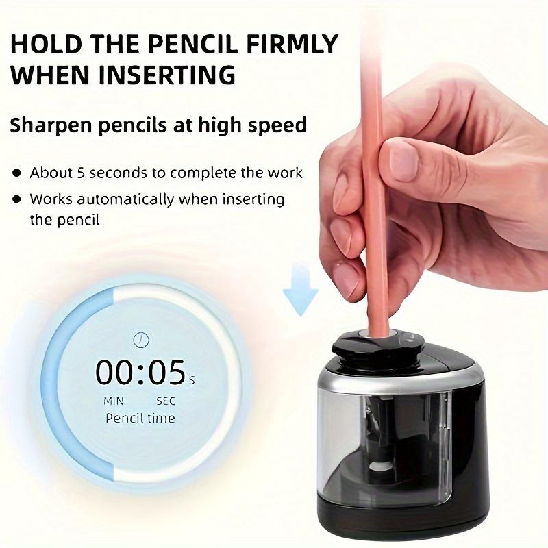 1pc Stylish Black Electric Pencil Sharpener with Auto-Stop & Auto-Exclude Broken Leads - Fast & Efficient Sharpening, Durable PP Construction