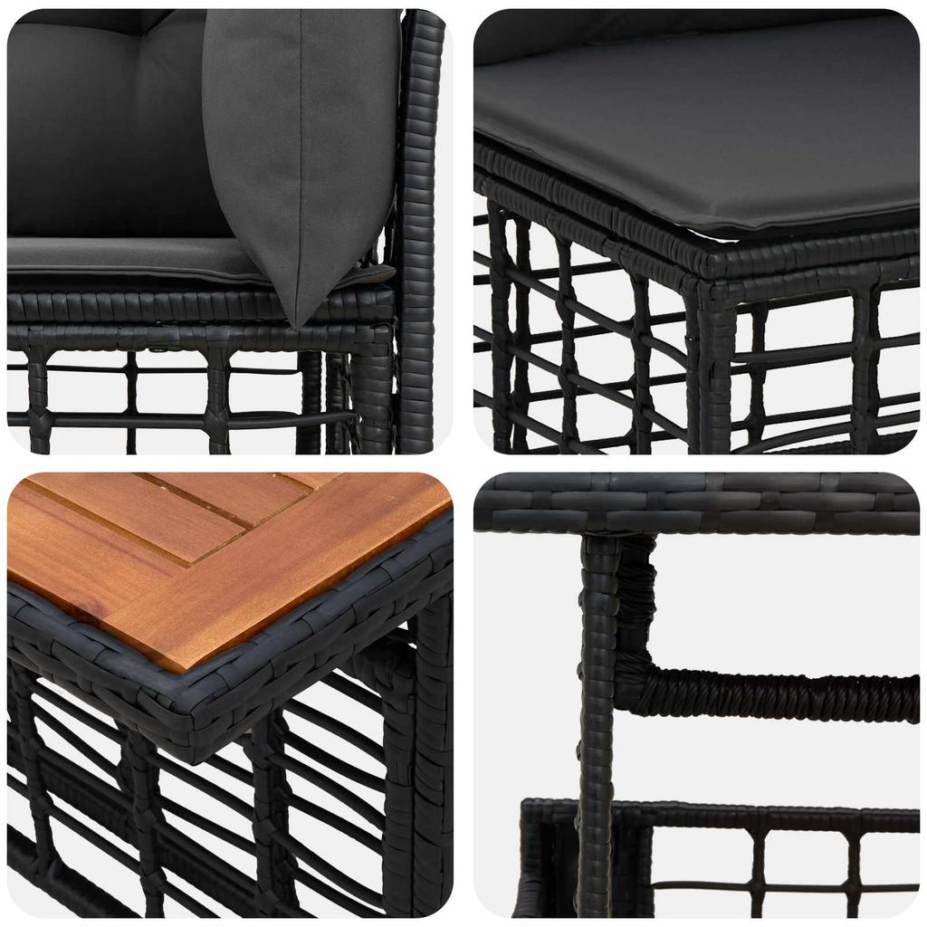 Garden Sofa Set 13 Pieces Black and Dark Grey Poly Rattan