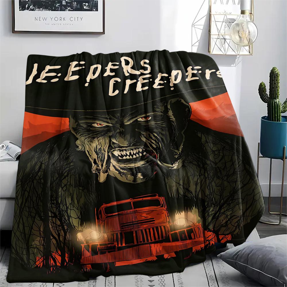 Horrorfilm-Print Flanelldecke, Hohe Qualität, Bequem für alle Jahreszeiten, Heimdekoration, Wärme und Komfort, Perfekt für Weihnachtsgeschenke