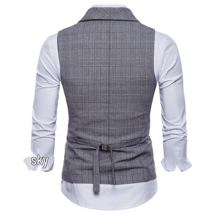 Men's Summer Plaid Business Vest - Sleeveless European Style Jacket
