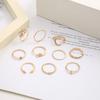 Bohemian Style New Set Ring Personalized 9-piece Love Butterfly Star Moon Set Crystal Combination Rings for Women Girls Zircon