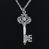 Nouveau Mode Vintage Clé Squelette Pendentifs Rond Croix Chaîne Court Long Hommes Femmes Couleur Argent Collier Bijoux Cadeau