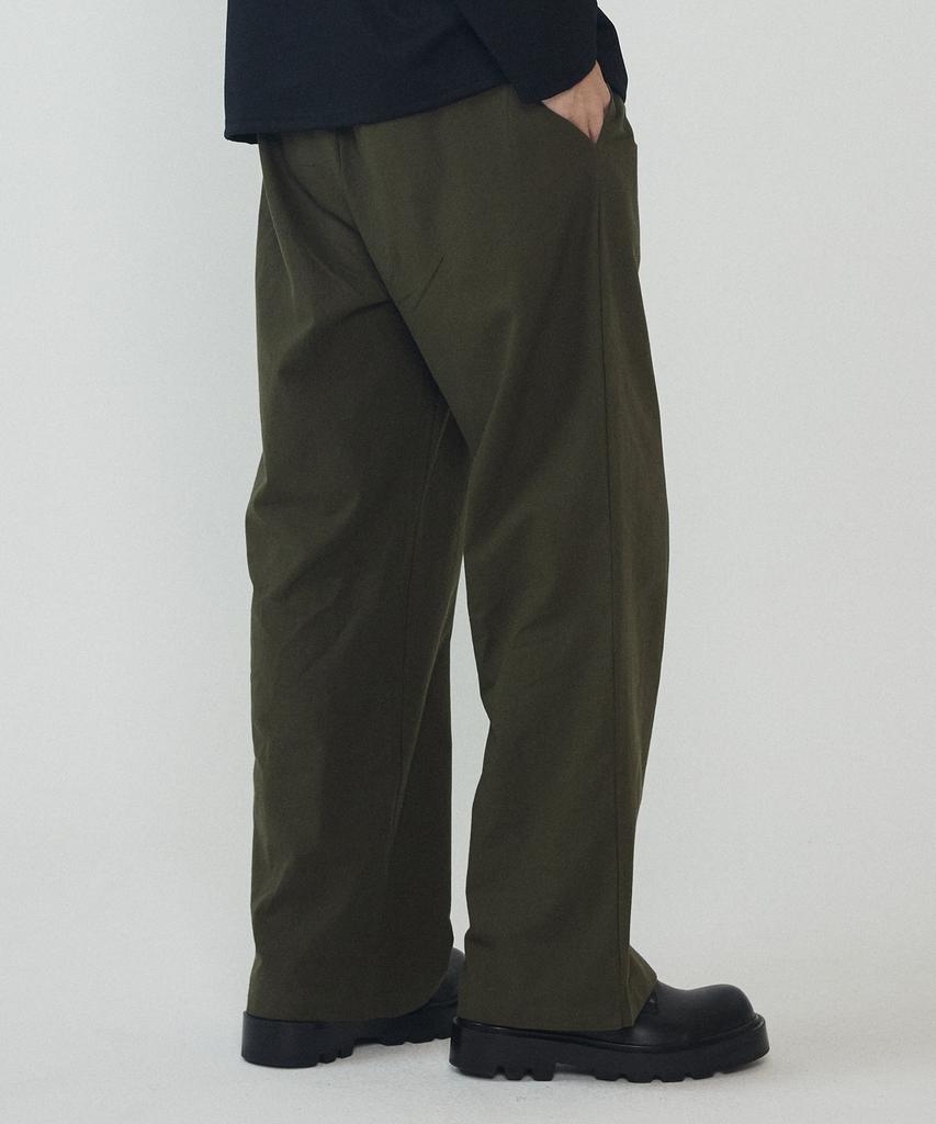 ANALOG MOOD Linen Cotton Semi-Wide Pants (Khaki)