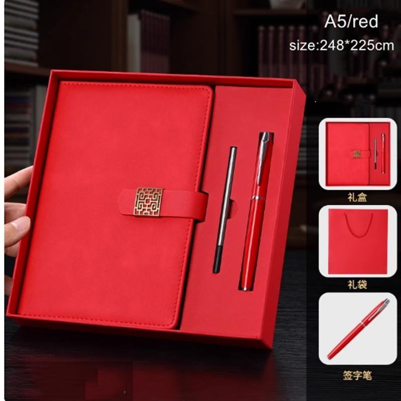High Quality A5 Size PU Leather Business Notebook Custom Logo Printed Office Magnetic Pen Planner Paper Cover Gift Box Included