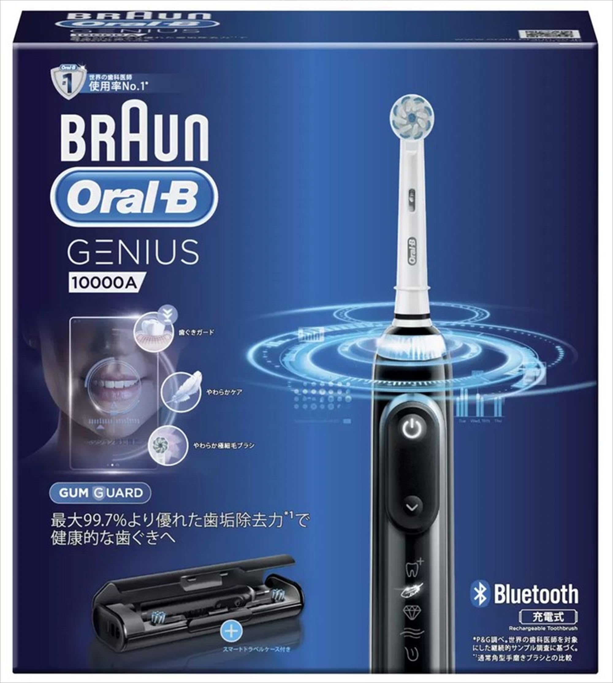 

Braun Genius 10000A Electric Black Voltage Compatible D7015266XCMBK Oral-B Toothbrush, (International Model), чёрный