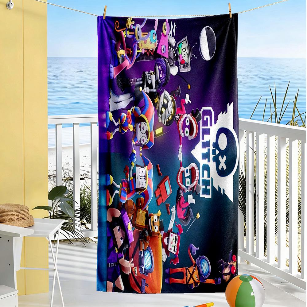 Digital Circus Beach Towel High Absorbency & Quick-Dry Comfortable Lightweight
