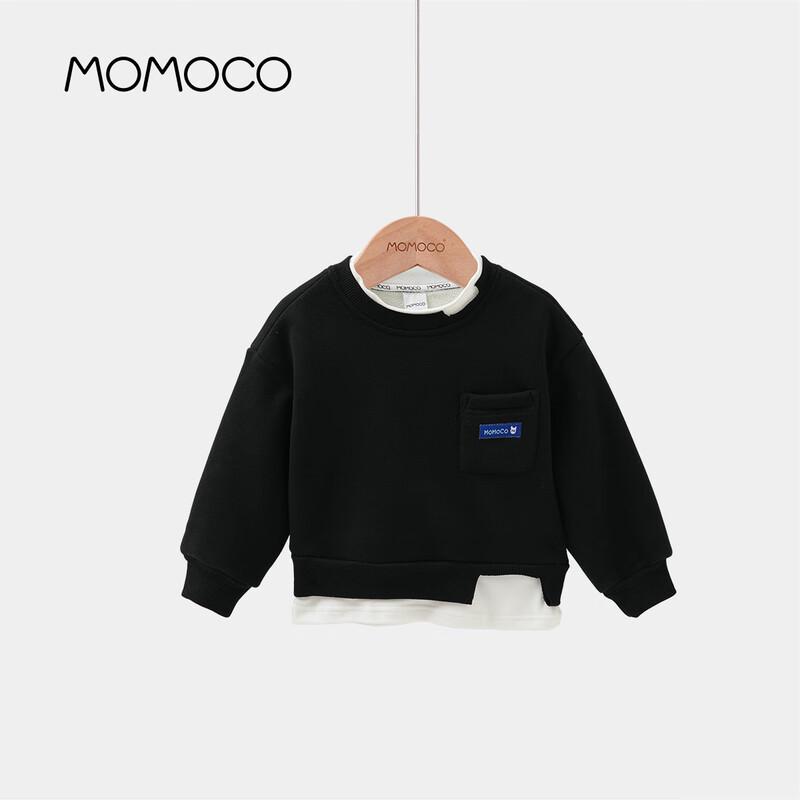 MOMOCO Boys Winter Trendy Faux Two-Piece Applique Sweatshirt 130