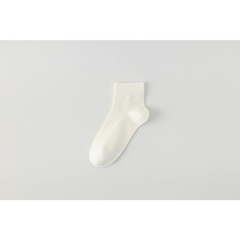 

Женские весенне-летние тонкие хлопковые дышащие сетчатые носки в рубчик без косточек однотонной расцветки 1 pair молочный белый